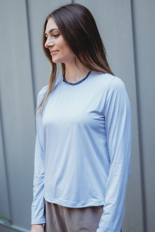 The Perfect Crop Shirt - Light Blue
